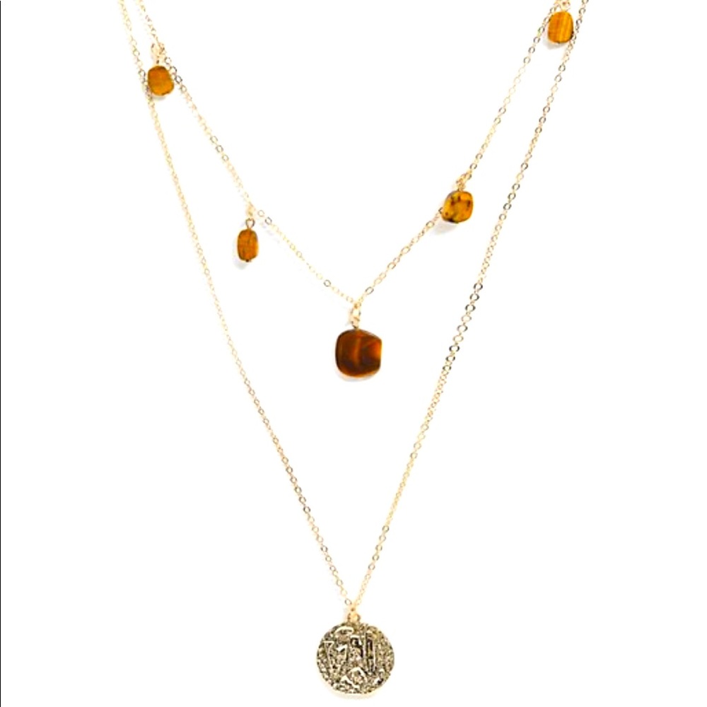 Multirow gold toned necklace